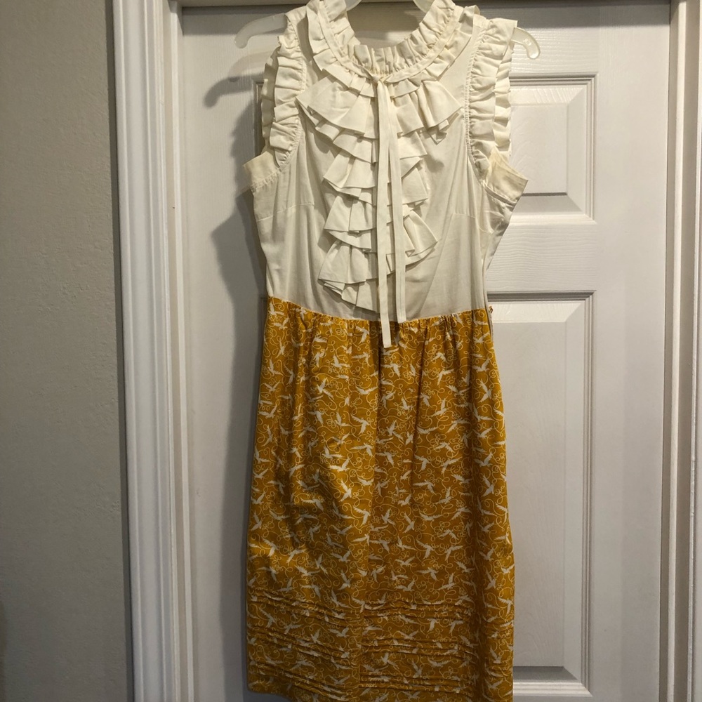 Anthropologie Mustard dress with matching belt